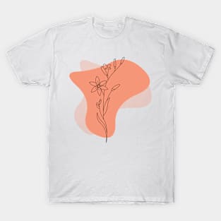 Peach minimalist floral T-Shirt